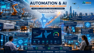 Automation and AI transforming India's economy through smart factories, digital infrastructure, intelligent systems, and data-driven innovation