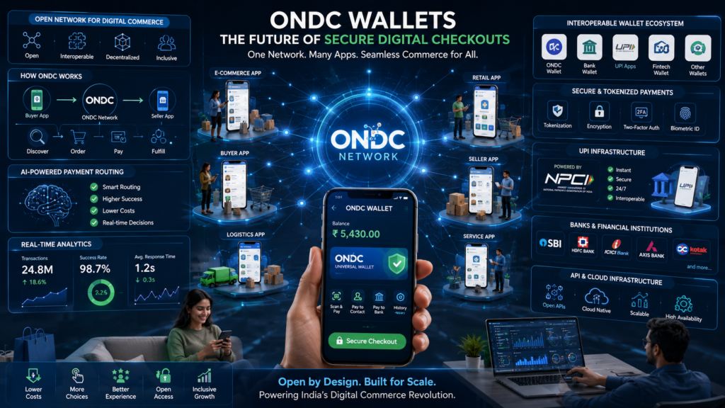 ONDC wallets enabling secure digital checkouts across India's open commerce ecosystem.